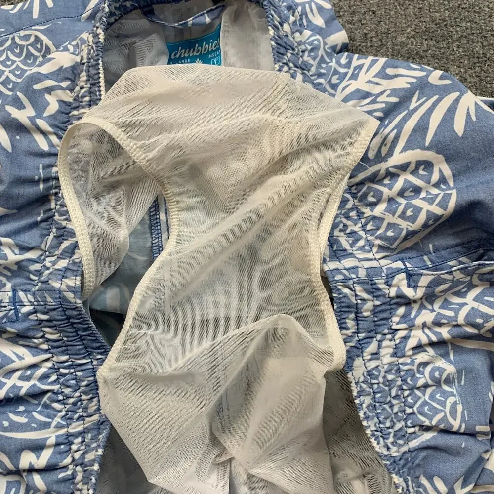 Chubbies Shorts Mens XL Extra Large Periwinkle White Thigh Napples Swim Trunks